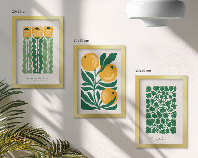 Juego de 3 cuadros decorativos Pósteres con motivos vegetales de flores y hojas