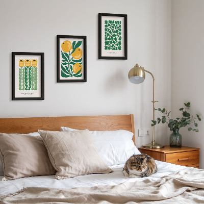 Juego de 3 cuadros decorativos Pósteres con motivos vegetales de flores y hojas