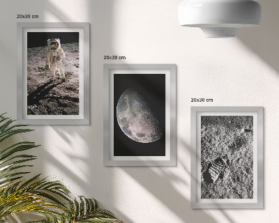 Tríptico enmarcado Foto de la huella de un astronauta en la Luna