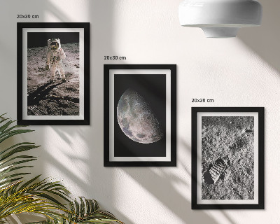 Tríptico enmarcado Foto de la huella de un astronauta en la Luna