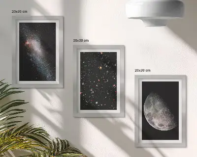Juego de 3 cuadros decorativos con diseño de galaxia espacial, estrellas y luna llena