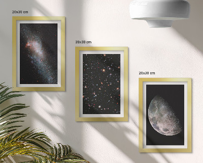 Juego de 3 cuadros decorativos Galaxia espacial, estrellas y luna llena