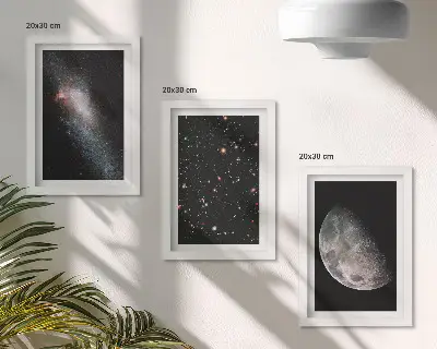 Juego de 3 cuadros decorativos con diseño de galaxia espacial, estrellas y luna llena