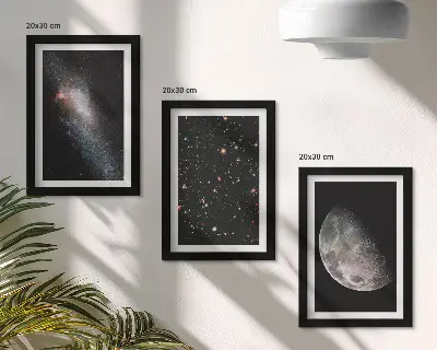 Juego de 3 cuadros decorativos con diseño de galaxia espacial, estrellas y luna llena