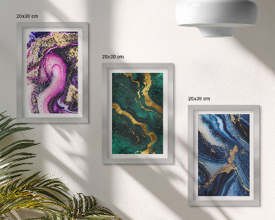 Juego de 3 cuadros decorativos Diseños abstractos en tonos rosas, verdes y azules.