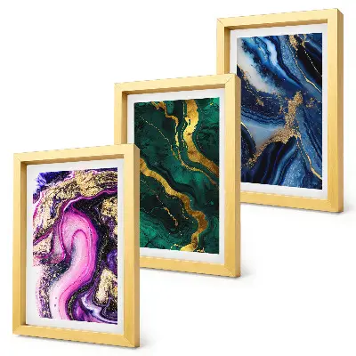 Juego de 3 cuadros decorativos con diseños abstractos en tonos rosas verdes y azules