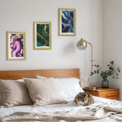 Juego de 3 cuadros decorativos con diseños abstractos en tonos rosas verdes y azules