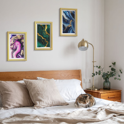 Juego de 3 cuadros decorativos Diseños abstractos en tonos rosas, verdes y azules.