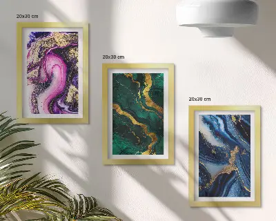 Juego de 3 cuadros decorativos con diseños abstractos en tonos rosas verdes y azules