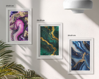Juego de 3 cuadros decorativos Diseños abstractos en tonos rosas, verdes y azules.