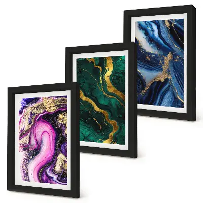 Juego de 3 cuadros decorativos con diseños abstractos en tonos rosas verdes y azules