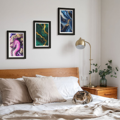 Juego de 3 cuadros decorativos Diseños abstractos en tonos rosas, verdes y azules.