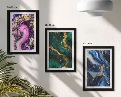 Juego de 3 cuadros decorativos con diseños abstractos en tonos rosas verdes y azules