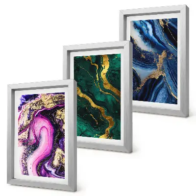 Juego de 3 cuadros decorativos con diseños abstractos en tonos rosas verdes y azules