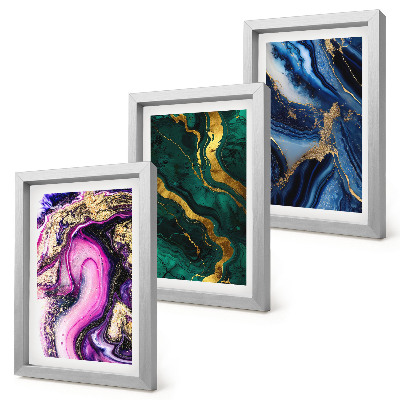 Juego de 3 cuadros decorativos Diseños abstractos en tonos rosas, verdes y azules.