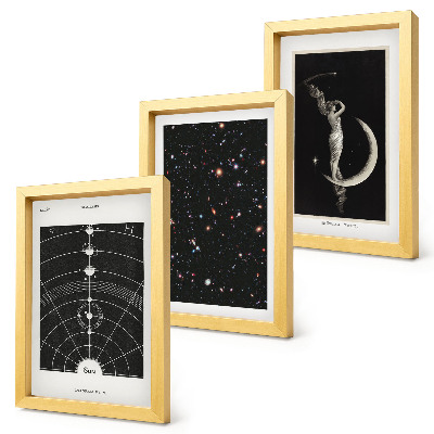 Tríptico enmarcado Figura nocturna de la galaxia del sistema solar en la luna