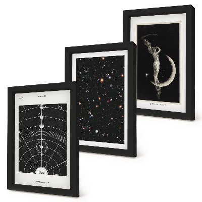 Tríptico enmarcado Figura nocturna de la galaxia del sistema solar en la luna