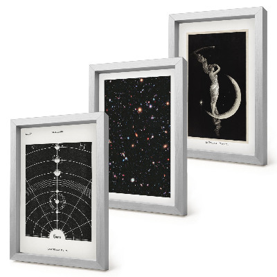 Tríptico enmarcado Figura nocturna de la galaxia del sistema solar en la luna