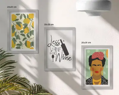 Juego de 3 cuadros decorativos con eslogan de Lemons sobre el retrato de Frida Kahlo en forma de vino