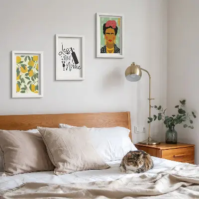 Juego de 3 cuadros decorativos con eslogan de Lemons sobre el retrato de Frida Kahlo en forma de vino