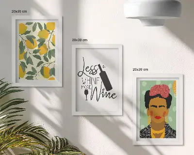 Juego de 3 cuadros decorativos con eslogan de Lemons sobre el retrato de Frida Kahlo en forma de vino