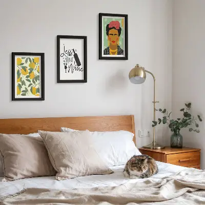 Juego de 3 cuadros decorativos con eslogan de Lemons sobre el retrato de Frida Kahlo en forma de vino