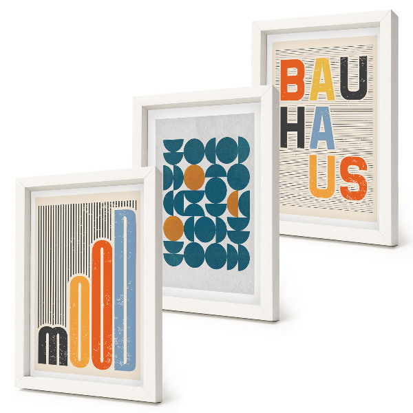 Tríptico enmarcado Pósteres con estampados geométricos al estilo Bauhaus