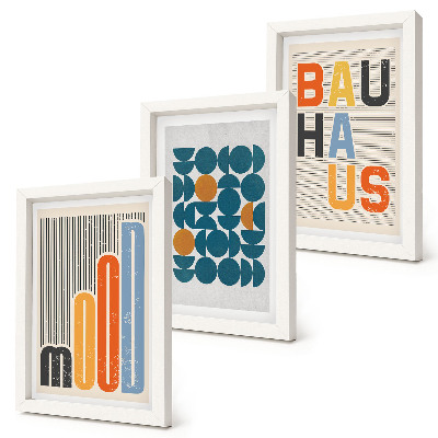 Tríptico enmarcado Pósteres con estampados geométricos al estilo Bauhaus