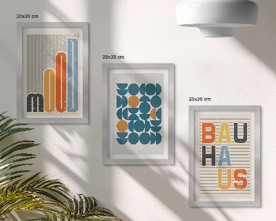 Tríptico enmarcado Pósteres con estampados geométricos al estilo Bauhaus