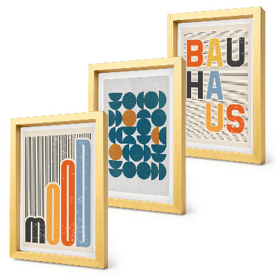 Tríptico enmarcado Pósteres con estampados geométricos al estilo Bauhaus