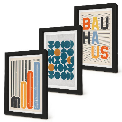 Tríptico enmarcado Pósteres con estampados geométricos al estilo Bauhaus