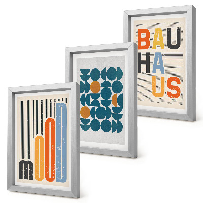 Tríptico enmarcado Pósteres con estampados geométricos al estilo Bauhaus