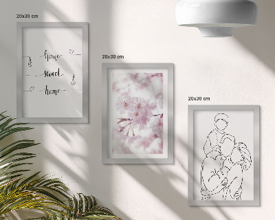 Juego de 3 cuadros decorativos Flores y familia en un diseño minimalista