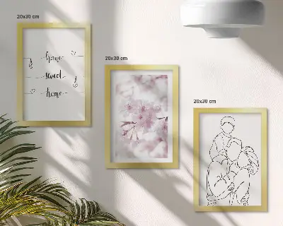Juego de 3 cuadros decorativos con diseño minimalista de flores y familia