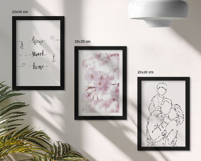 Juego de 3 cuadros decorativos Flores y familia en un diseño minimalista