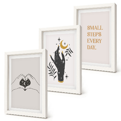 Juego de 3 cuadros decorativos Ilustraciones minimalistas que inspiran texto bohemio
