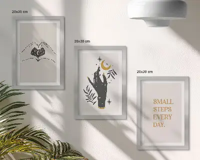 Juego de 3 cuadros decorativos con ilustraciones minimalistas de estilo bohemio
