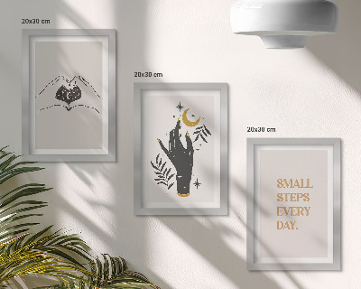 Juego de 3 cuadros decorativos Ilustraciones minimalistas que inspiran texto bohemio