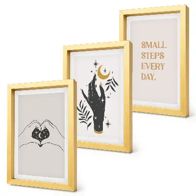 Juego de 3 cuadros decorativos con ilustraciones minimalistas de estilo bohemio