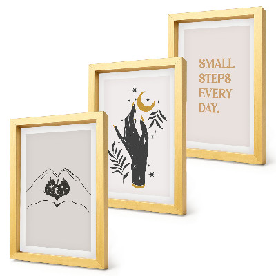 Juego de 3 cuadros decorativos Ilustraciones minimalistas que inspiran texto bohemio