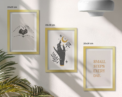 Juego de 3 cuadros decorativos Ilustraciones minimalistas que inspiran texto bohemio