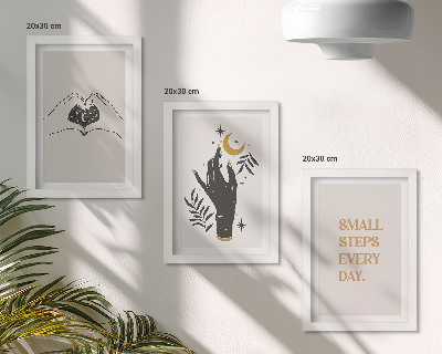 Juego de 3 cuadros decorativos Ilustraciones minimalistas que inspiran texto bohemio