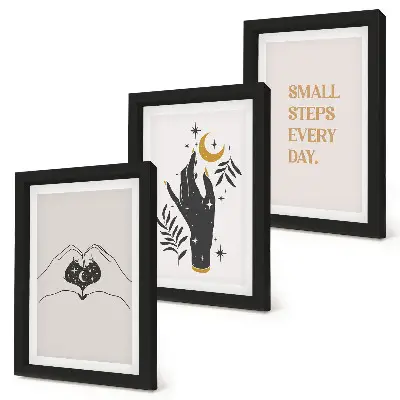 Juego de 3 cuadros decorativos con ilustraciones minimalistas de estilo bohemio