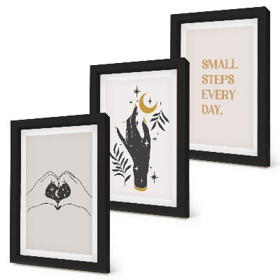 Juego de 3 cuadros decorativos Ilustraciones minimalistas que inspiran texto bohemio