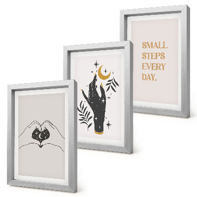 Juego de 3 cuadros decorativos Ilustraciones minimalistas que inspiran texto bohemio