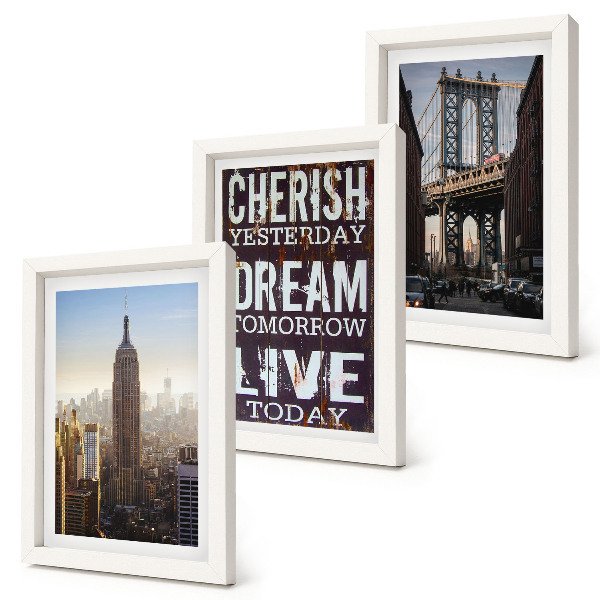 Juego de 3 cuadros decorativos Paisajes de la ciudad de Nueva York con una cita inspiradora.