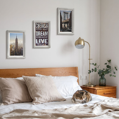 Juego de 3 cuadros decorativos Paisajes de la ciudad de Nueva York con una cita inspiradora.