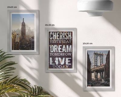Juego de 3 cuadros decorativos Paisajes de la ciudad de Nueva York con una cita inspiradora.