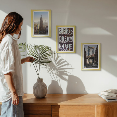 Juego de 3 cuadros decorativos Paisajes de la ciudad de Nueva York con una cita inspiradora.