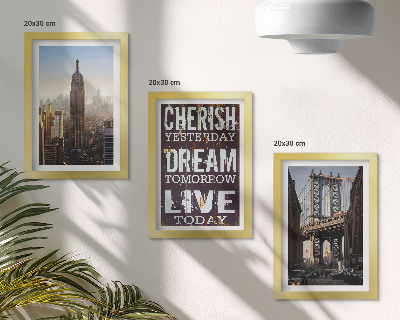 Juego de 3 cuadros decorativos Paisajes de la ciudad de Nueva York con una cita inspiradora.